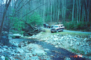The F150 long bed prepares to cross.
